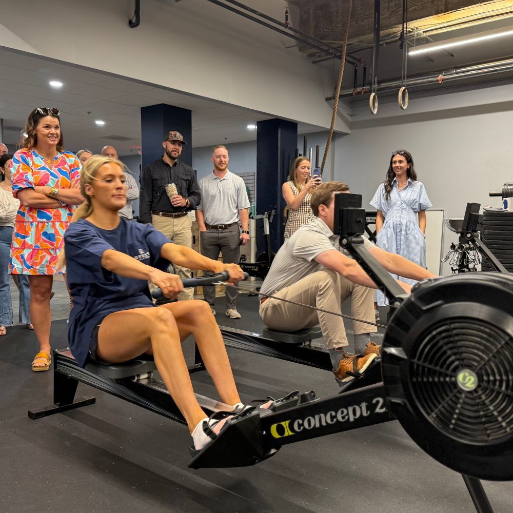 Female on a rowing machine