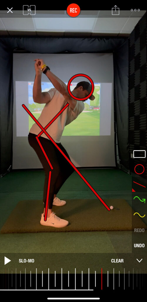 Video analysis of a golfer in his backswing